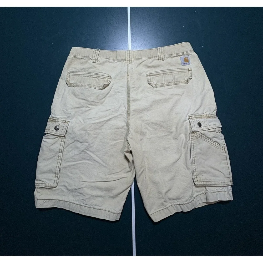 Carhartt Relaxed‎ Fit Cotton Canvas Cargo Shorts Mens 34 White Faded Pockets